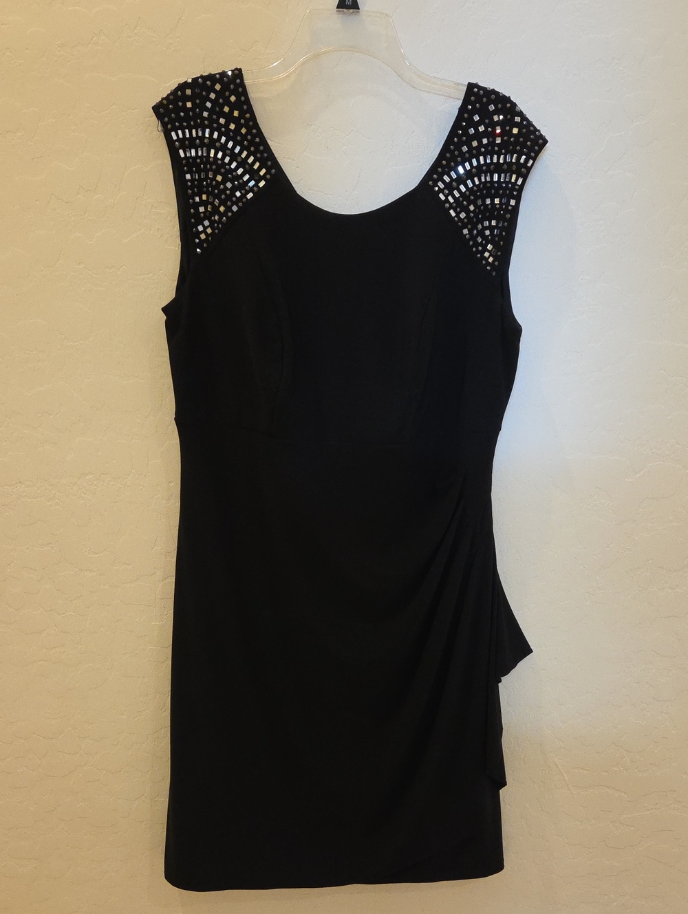 R&M Collection Embellished Ruched Mini Dress in Black Size 14W Like New